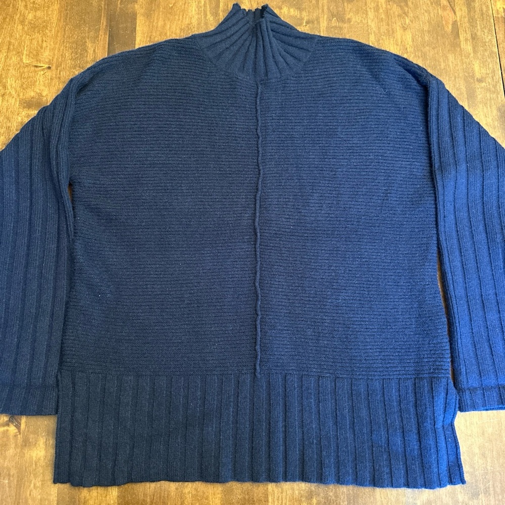 Crown & Ivy‎ Sweater Petite Large Navy Blue Cozy Nautical Coastal Preppy 💙